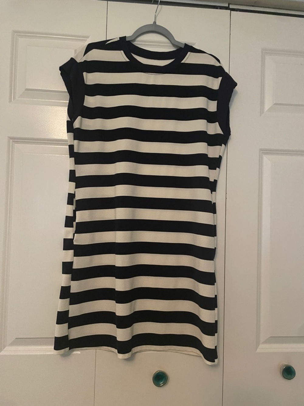 Black and White Striped Shift Dress